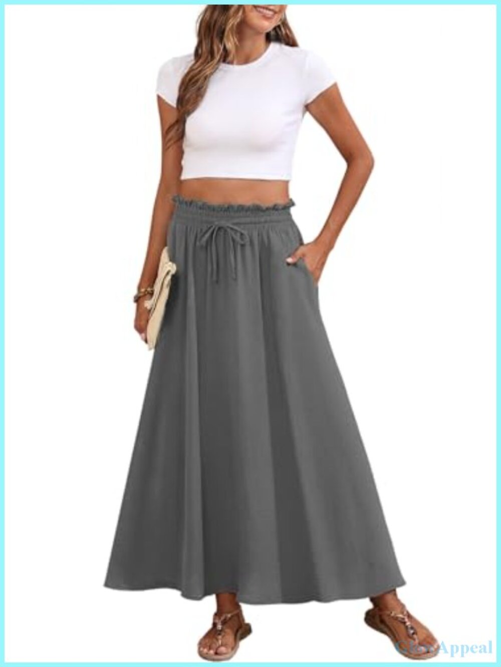 Women's Chiffon Maxi Skirt High Waist Boho Flowy Long with Pockets